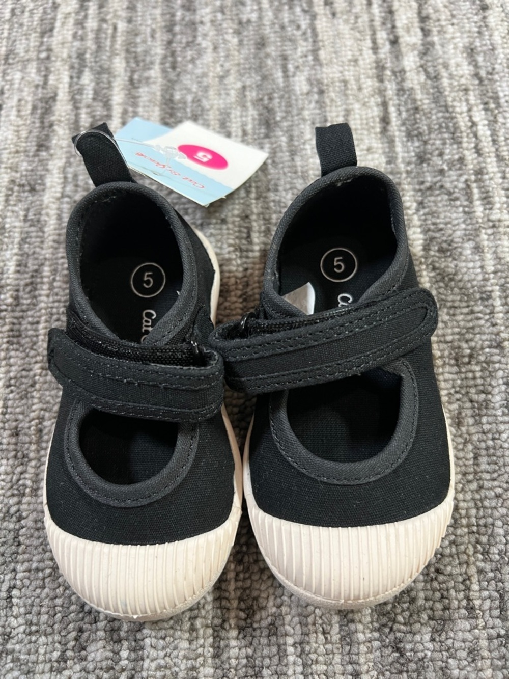 Cat & Jack -  Black Mary Jane Sneakers with White Toe Cap Size 5